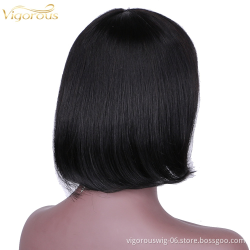 Straight black cheap wholesale short glueless private label inch bob pixie cut brazilian 100% real human hair wig black women